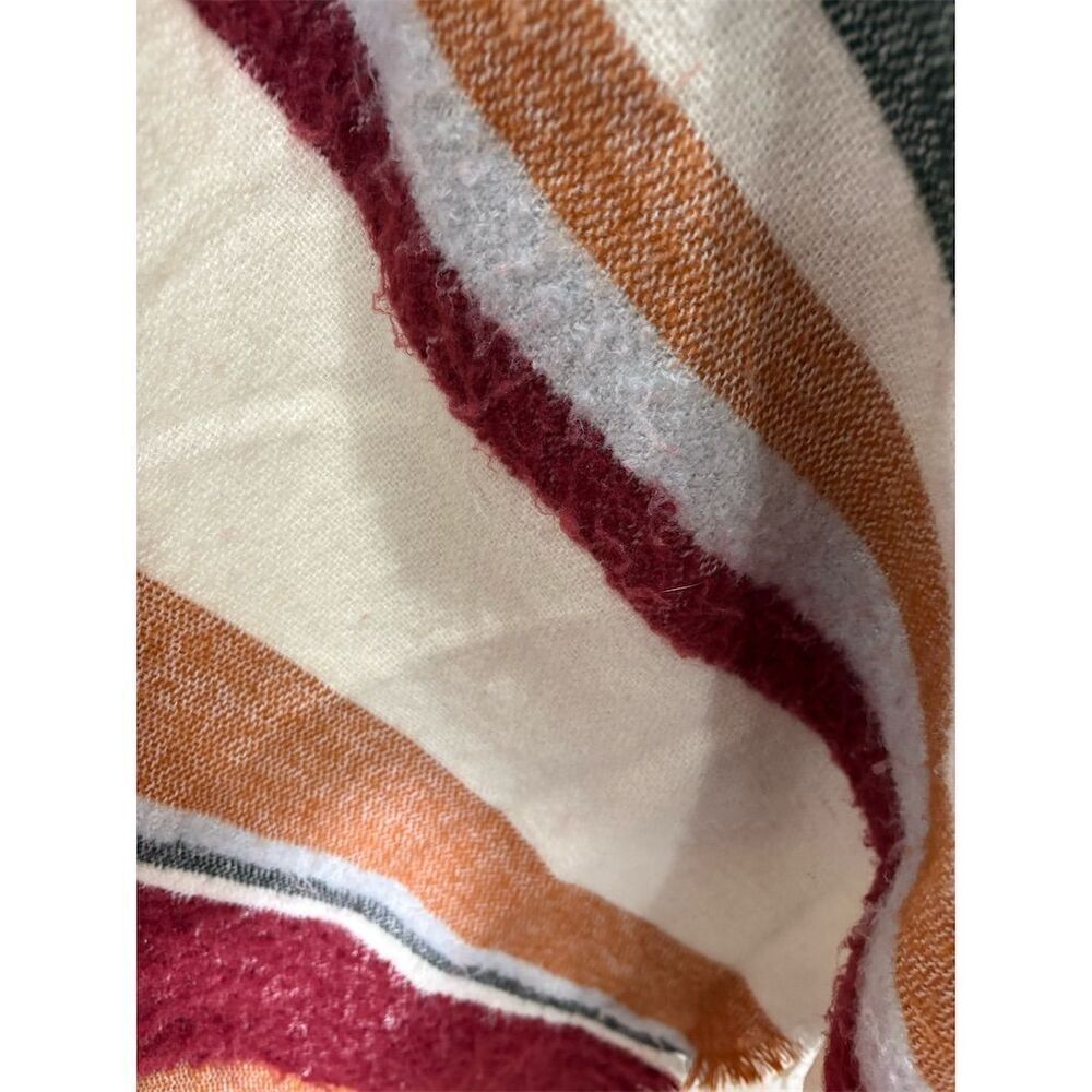 3/$15 Ana Women's Striped Poncho Gray & Orange Fringe One Size - Picture 6 of 8